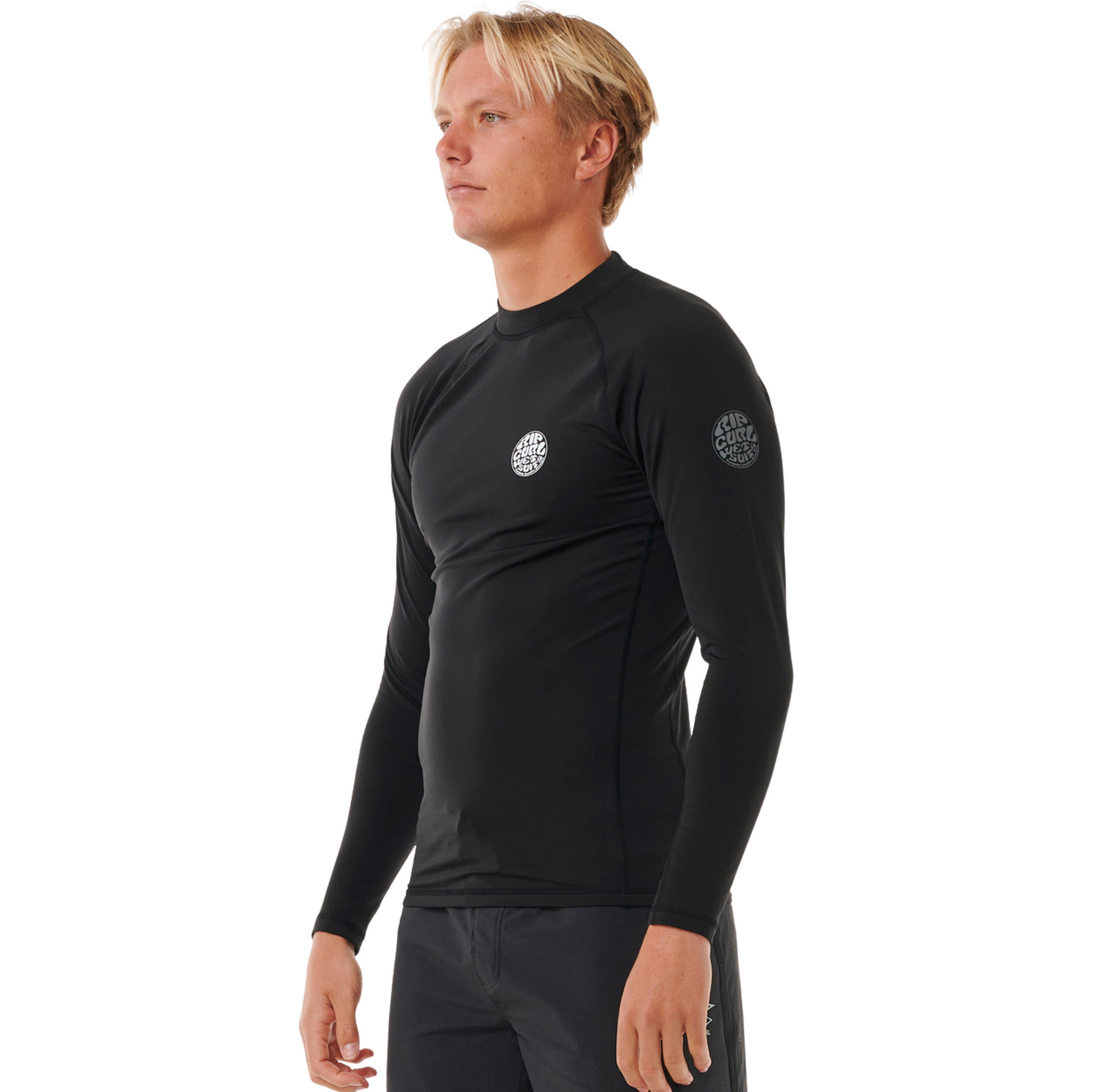 2026 Rip Curl Mens Icons UPF Brushed Long Sleeve Rash Vest 196MRV - Black